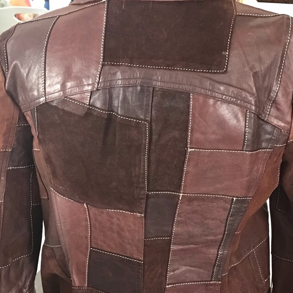 illia RARE Patchwork Brown Leather Jacket *RARE* - Picture 5 of 7
